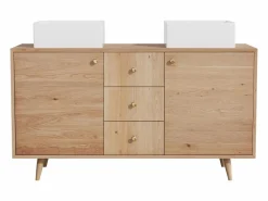 New Vente-unique Mueble de doble lavabo de roble - Lavabo sobreponer cuadrado - Natural claro - 145 cm - ZARENO Color natural claro