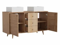 New Vente-unique Mueble de doble lavabo de roble - Lavabo sobreponer cuadrado - Natural claro - 145 cm - ZARENO Color natural claro
