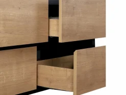 Vente-unique Mueble de doble lavabo flotante, color natural claro y negro, L120 cm, LANNICK