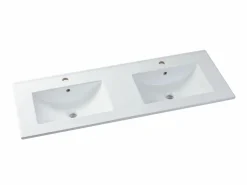 Vente-unique Mueble de doble lavabo flotante, color natural claro y negro, L120 cm, LANNICK