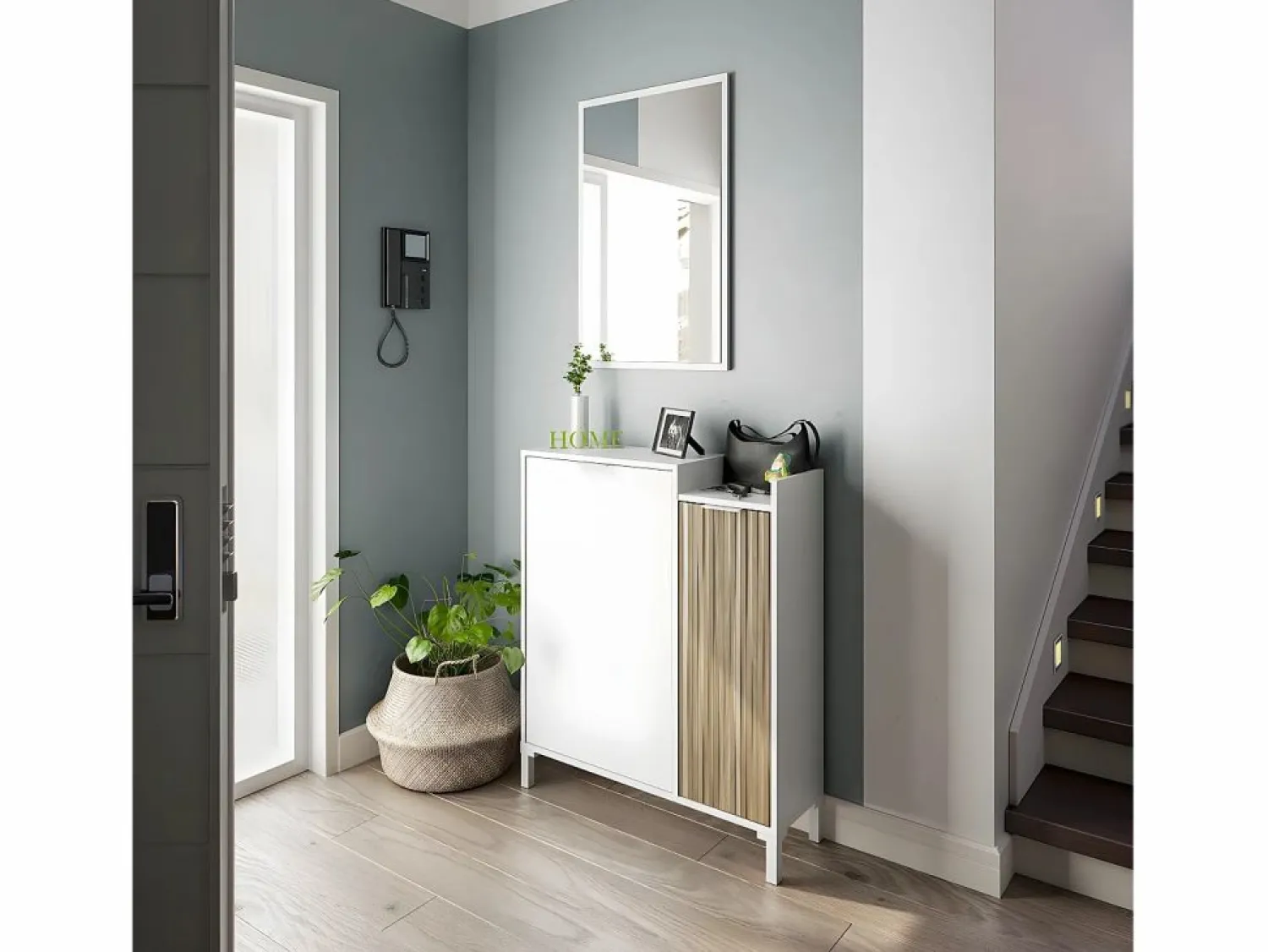 Calicosy Mueble de entrada 2 puertas y 1 espejo L91 cm - Ethna