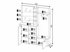 Best Mueble de entrada Barry roble artesanal / 150 cm Blanco