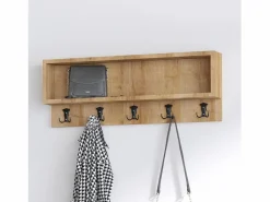 Online Mueble de entrada de madera LUANA con banco, zapatero y perchero de pared Armario De Entrada