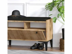 Online Mueble de entrada de madera LUANA con banco, zapatero y perchero de pared Armario De Entrada