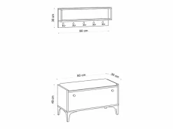 Online Mueble de entrada de madera LUANA con banco, zapatero y perchero de pared Armario De Entrada