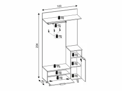 Mueble de entrada Nordic C roble evoke / tabilla / grafito 100 cm