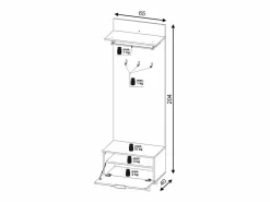 Mueble de entrada Nordic D roble evoke / tabilla / grafito 65 cm