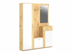 Online Mueble de entrada Trio roble artesanal / blanco 145 cm Color natural claro / Blanco