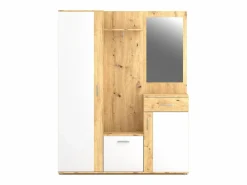 Online Mueble de entrada Trio roble artesanal / blanco 145 cm Color natural claro / Blanco