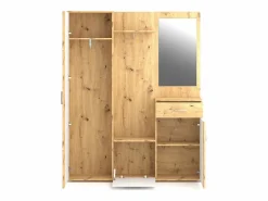 Online Mueble de entrada Trio roble artesanal / blanco 145 cm Color natural claro / Blanco