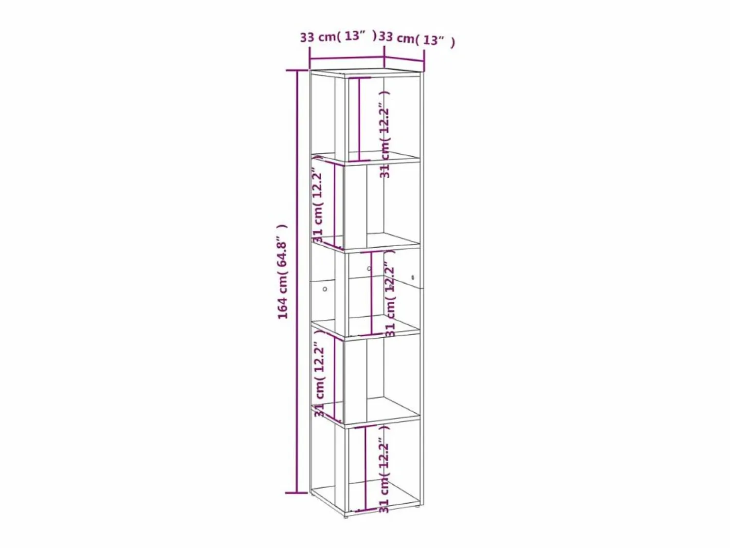 Discount vidaxl Mueble de esquina madera contrachapada 33x33x164,5 cm Blanco