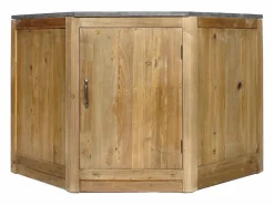 Discount Made In Meubles Mueble de Esquina Rústico de Madera Reciclada con Puerta y Estante para Cocina - Estilo Industrial Marru00f3n