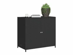 Clearance Mueble de jardín de resina trenzada, 83x45x76 cm Negro