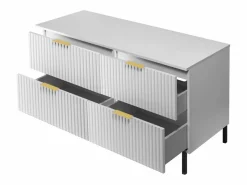 Mueble de lavabo, , 120 (2 x 60) x 77 x 46 cm, tirador dorado, patas negras + Encimera