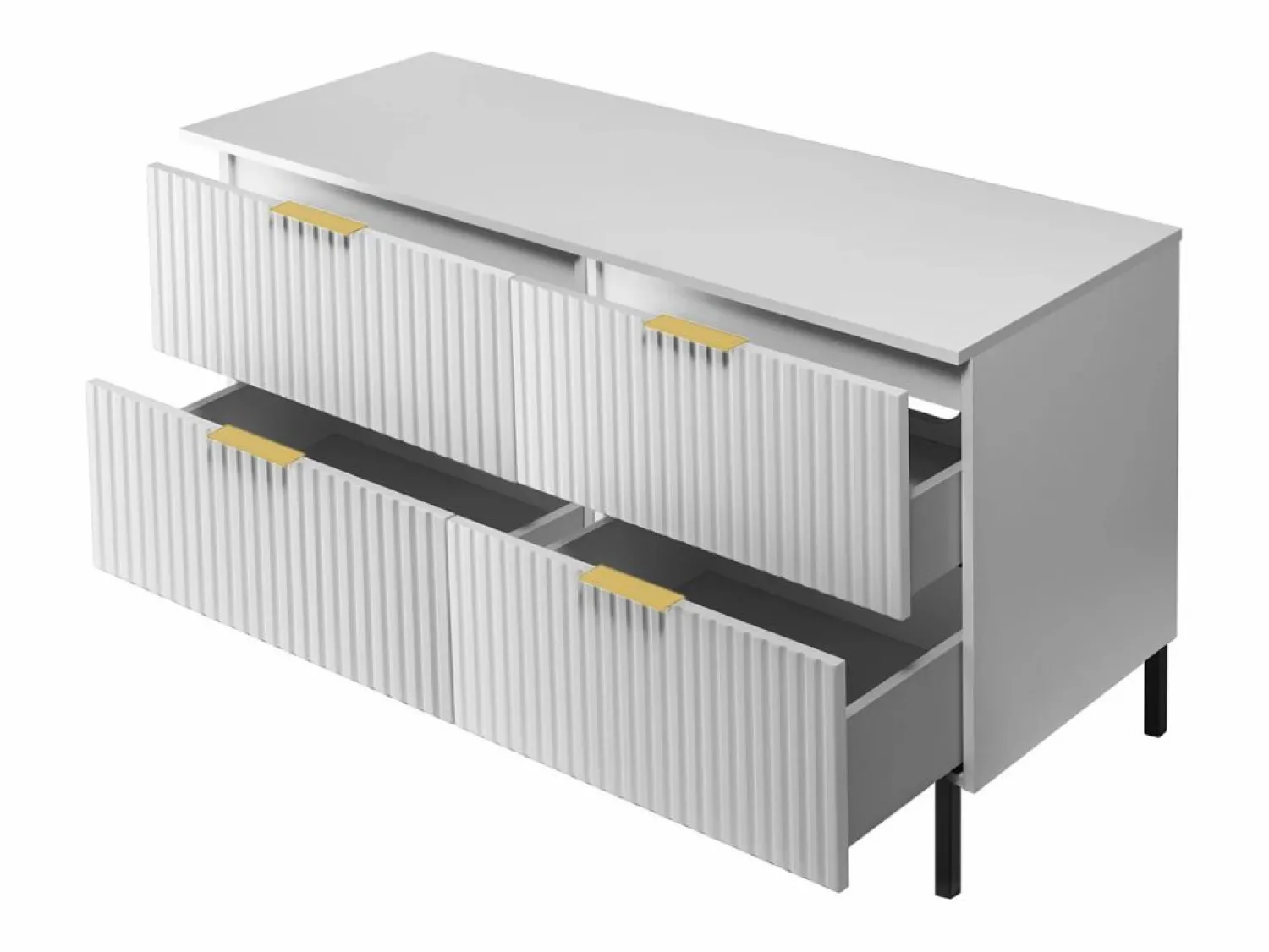 Mueble de lavabo, , 120 (2 x 60) x 77 x 46 cm, tirador dorado, patas negras + Encimera