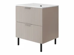 Online Mueble de lavabo, Cashmere, 60 x 77 x 46 cm, tirador plata, patas Negros, sin encimera Beige