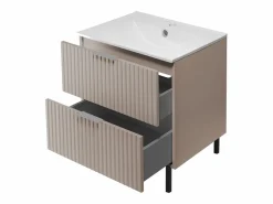 Online Mueble de lavabo, Cashmere, 60 x 77 x 46 cm, tirador plata, patas Negros, sin encimera Beige