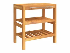 Best Mueble de lavabo con 2 estantes madera maciza 74x45x75 cm Estantería Sobre Inodoro