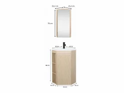 Hot Mueble de lavabo de esquina con patas con lavabo, grifo y mueble con espejo SORRENTO Mueble De Baño Simple
