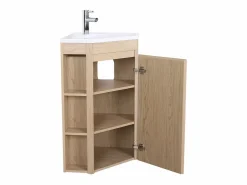 Hot Mueble de lavabo de esquina con patas con lavabo, grifo y mueble con espejo SORRENTO Mueble De Baño Simple
