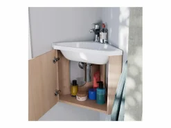 Mueble de lavabo de esquina KODA + juego de grifería