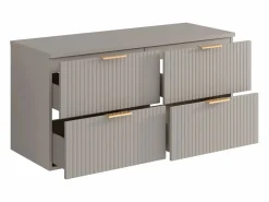 Best Vente-unique Mueble de lavabo de pared con acabado ranurado y estante - Natural claro - An. 120 cm - ZEVARA Beige