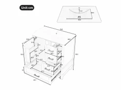 Best Merax Mueble de lavabo de pie de cerámica individual - 73 x 45,5 x 83,5 cm - con cajones y puertas - Cerámica y MDF - (Grifo no incluido) Negro