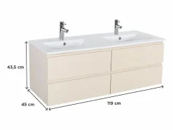 Mueble de lavabo doble de 120cm con encimera de cerámica y grifería cromada SORRENTO