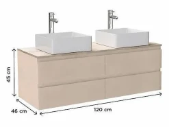 Discount Mueble de lavabo doble suspendido SORRENTO de 120 cm Conjunto De Baño