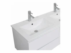 Outlet Mueble de lavabo doble suspendido SORRENTO de 120 cm con encimera de cerámica Mueble De Baño Con Doble Lavabo