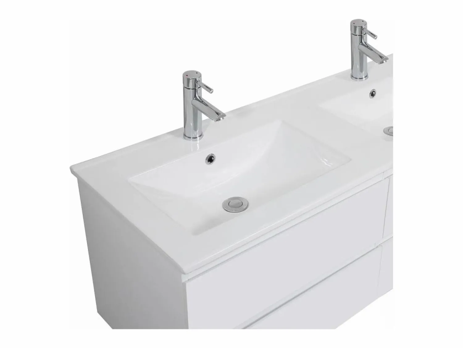 Outlet Mueble de lavabo doble suspendido SORRENTO de 120 cm con encimera de cerámica Mueble De Baño Con Doble Lavabo