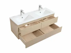 Mueble de lavabo doble suspendido SORRENTO de 120 cm con encimera de cerámica