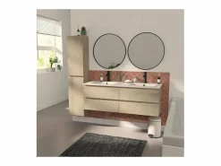 Mueble de lavabo doble suspendido SORRENTO de 120 cm con encimera de cerámica
