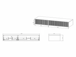 Vente-unique Mueble de lavabo flotante rayado, mate, 150 cm, ARNEGA