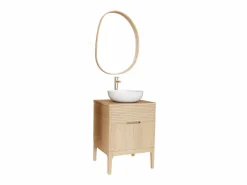 Sale Mueble de lavabo individual + lavabo + grifo + espejo ALASKA Color natural claro