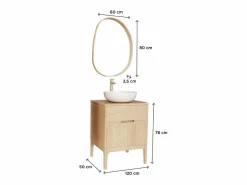 Sale Mueble de lavabo individual + lavabo + grifo + espejo ALASKA Color natural claro