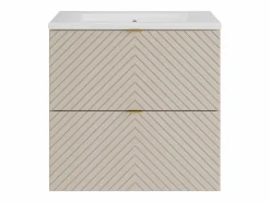Online Vente-unique Mueble de lavabo único suspendido con diseño con diseño de espiga y lavabo encastrado, , 60 cm - DORIONI Beige