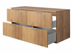 Mueble de lavabo, Roble Craft, 120 (2 x 60) x 57 x 46 cm, tirador plata + Encimera