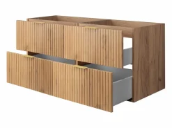 Mueble de lavabo, Roble Craft, 120 (2 x 60) x 57 x 46 cm, tirador dorado, sin encimera