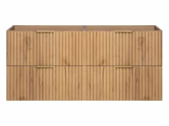 Mueble de lavabo, Roble Craft, 120 (2 x 60) x 57 x 46 cm, tirador dorado, sin encimera