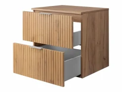 Clearance Mueble de lavabo, Roble Craft, 60 x 57 x 46 cm, tirador plata + Encimera Marru00f3n
