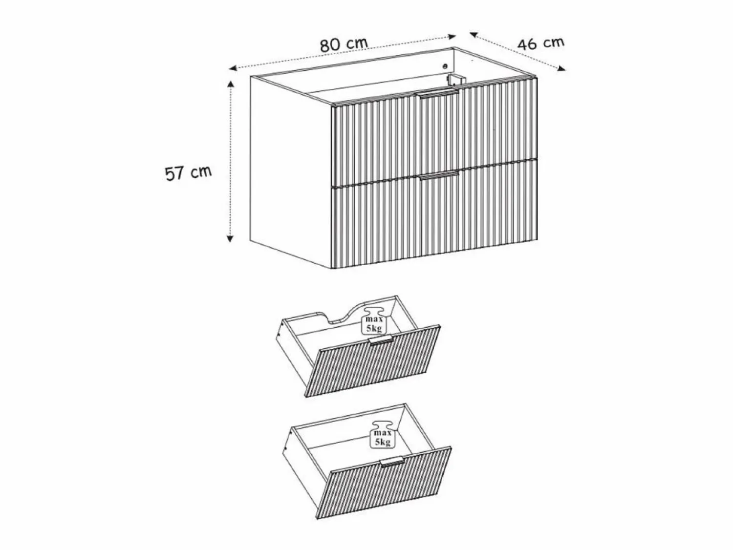 Discount Mueble de lavabo, Roble Craft, 80 x 57 x 46 cm, tirador dorado + Encimera Mueble De Pared Para Baño