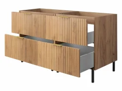 Online Mueble de lavabo, Roble Craft, 120 (2 x 60) x 77 x 46 cm, tirador dorado, patas Negros, sin encimera Mueble De Pared Para Baño