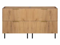 Online Mueble de lavabo, Roble Craft, 120 (2 x 60) x 77 x 46 cm, tirador dorado, patas Negros, sin encimera Mueble De Pared Para Baño