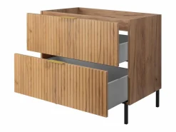 Mueble de lavabo, Roble Craft, 80 x 77 x 46 cm, tirador dorado, patas Negros, sin encimera