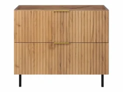 Mueble de lavabo, Roble Craft, 80 x 77 x 46 cm, tirador dorado, patas Negros, sin encimera