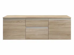 Vente-unique Mueble de lavabo suspendido en acabado roble, An. 150 x Al. 46 x Pr. 50 cm, JIMENA II