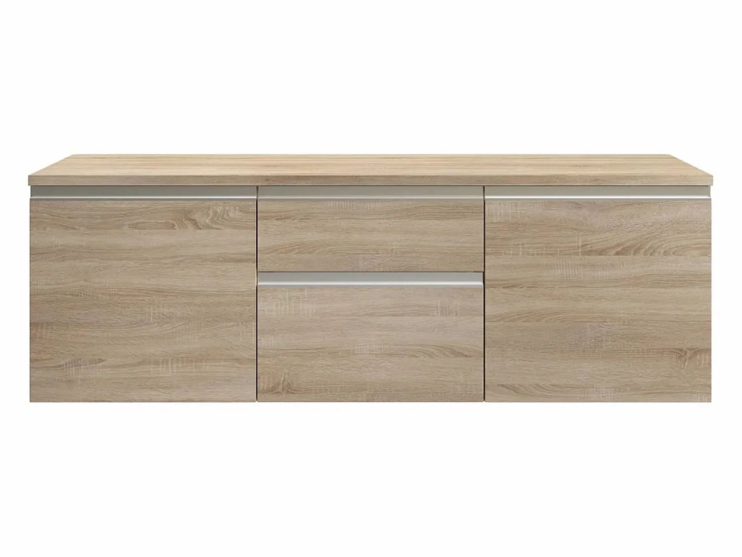 Vente-unique Mueble de lavabo suspendido en acabado roble, An. 150 x Al. 46 x Pr. 50 cm, JIMENA II