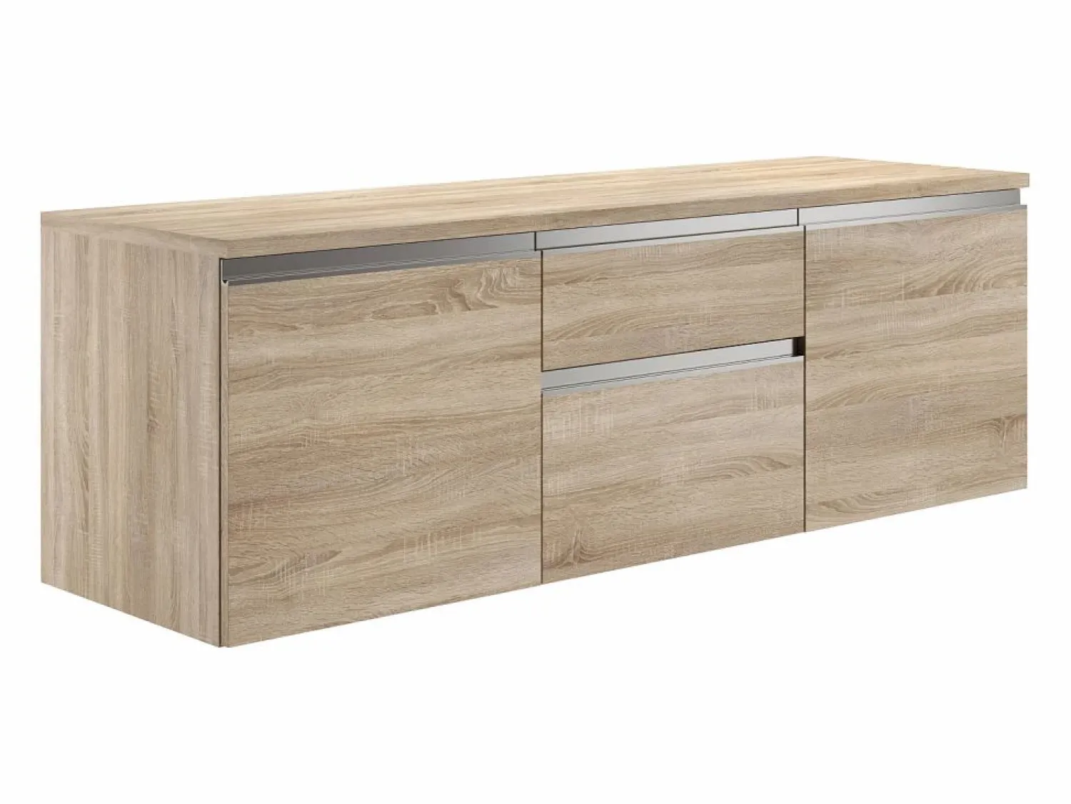 Vente-unique Mueble de lavabo suspendido en acabado roble, An. 150 x Al. 46 x Pr. 50 cm, JIMENA II