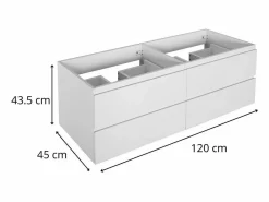 Mueble de lavabo suspendido SORRENTO de 4 cajones, 120 cm